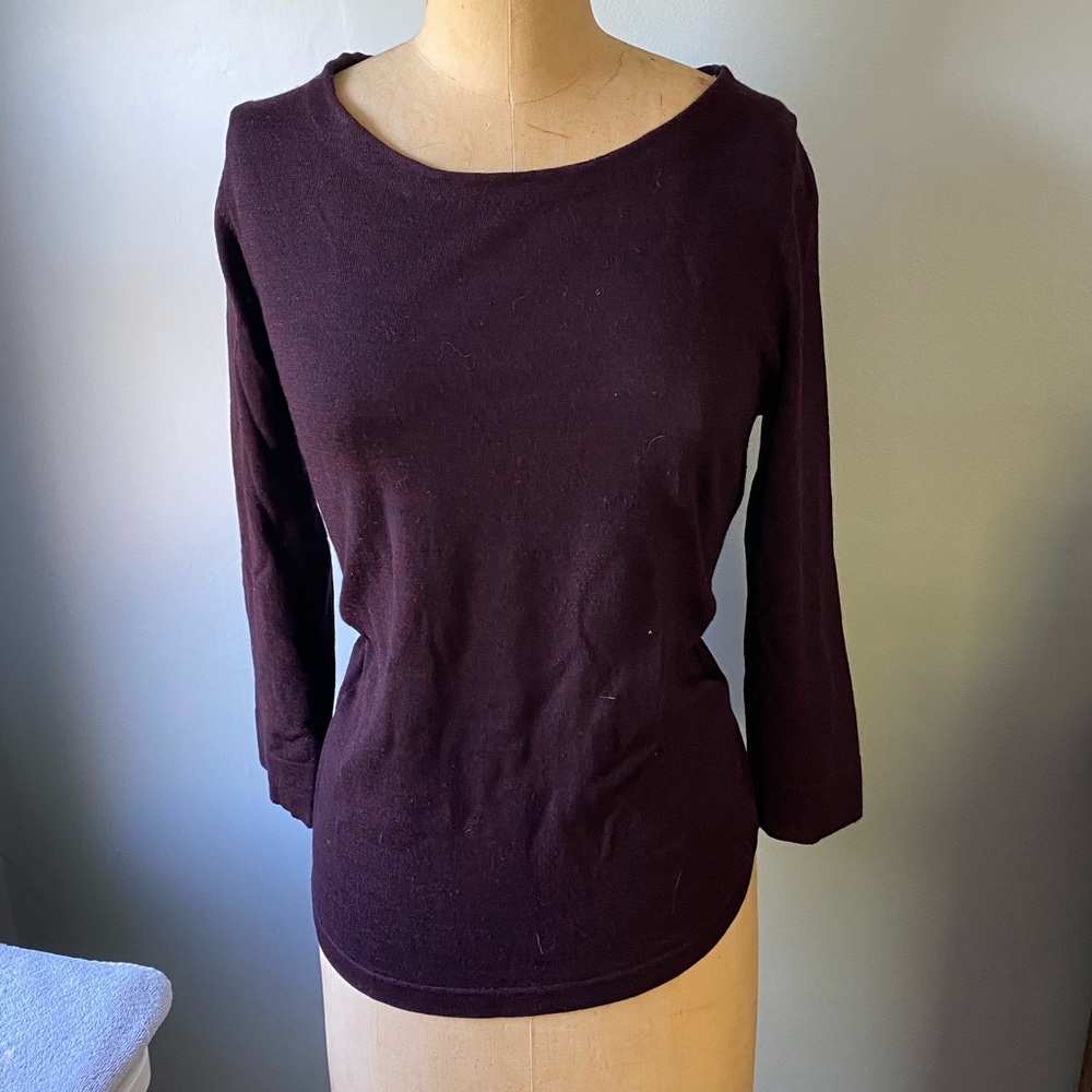 LOFT Plum Sweater 3/4 sleeve Medium